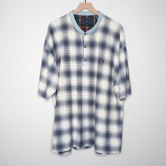 Siegfried Mens VTG Shirt 2XLT Blue Plaid Preppy Streetwear Academia Crest 90s - Picture 1 of 10